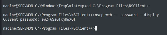 nscp web -- password --display devuelve la contraseña del panel: ew2x6SsGTxjRwXOT