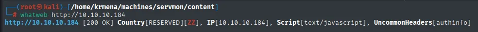 whatweb apenas identifica nada: ni servidor, ni framework, solo una cabecera rara