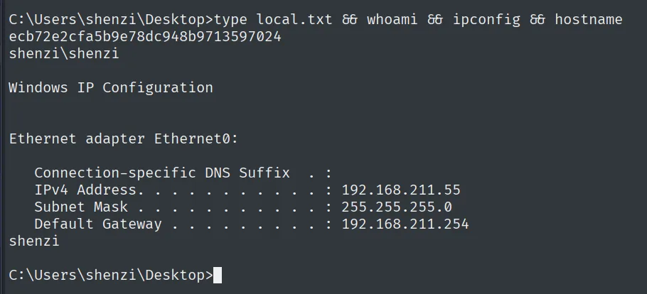 local.txt leída como shenzi\shenzi en Shenzi