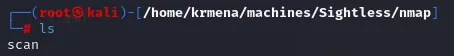 el ls del directorio nmap muestra el único fichero scan