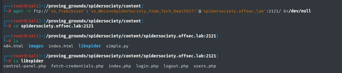 Contenido del FTP