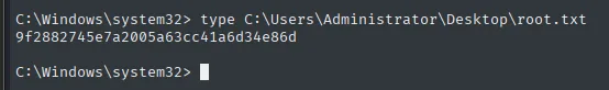 root.txt leída como SYSTEM