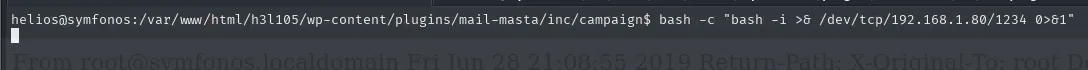el prompt de helios en symfonos con el bash -c de la reverse shell hacia 192.168.1.80 puerto 1234 escrito