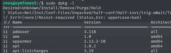 sudo dpkg -l lista los paquetes instalados dentro del paginador