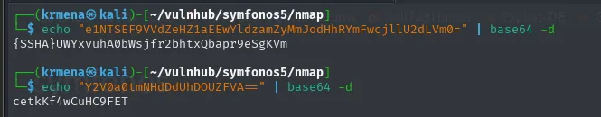 base64 -d de las dos cadenas: la de admin es un {SSHA}, la de zeus es texto claro