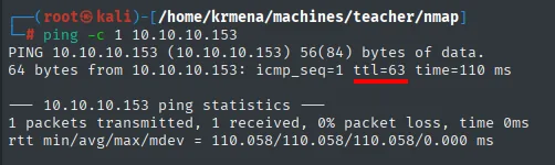 ping a 10.10.10.153: ttl=63 apunta a Linux