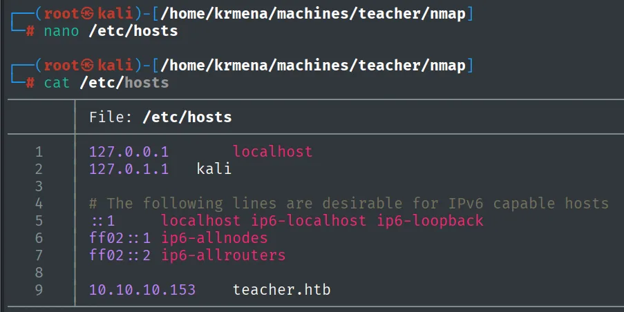 teacher.htb añadido a /etc/hosts