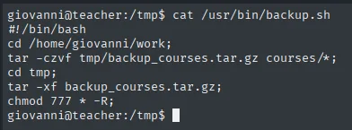backup.sh: tar de courses, extrae en tmp y hace chmod 777 -R