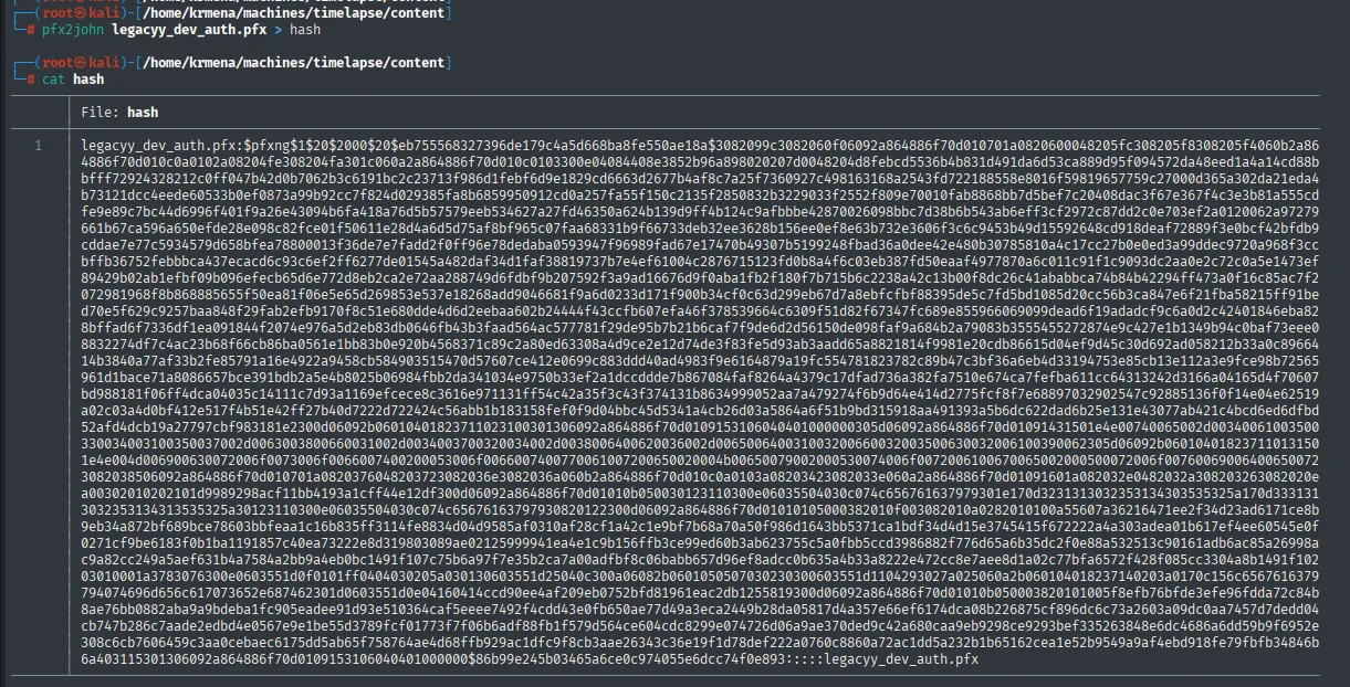 pfx2john genera el hash del .pfx a partir del fichero