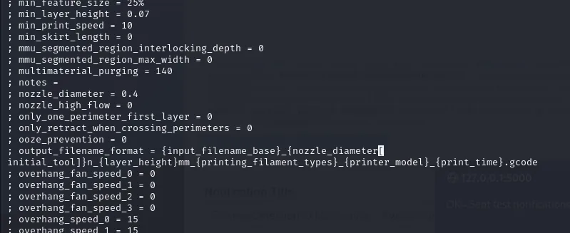 la línea output_filename_format del Slic3r_PE.config, con el patrón de nombre que hay que dejar en una sola línea