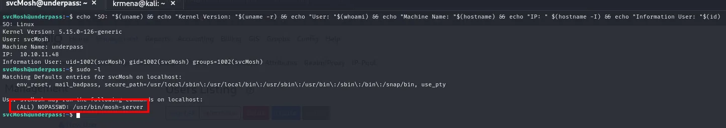 sudo -l: svcMosh puede ejecutar /usr/bin/mosh-server como root