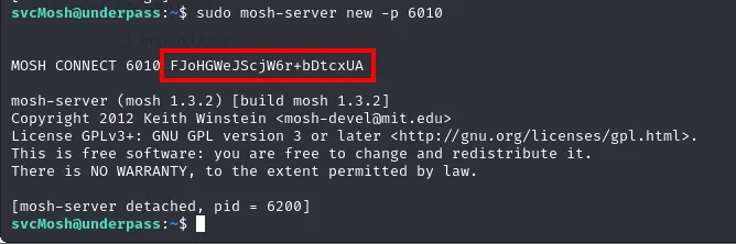 sudo mosh-server new entrega una MOSH_KEY de un solo uso