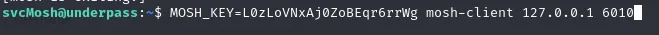 mosh-client se conecta a la sesión root: somos root y leemos root.txt