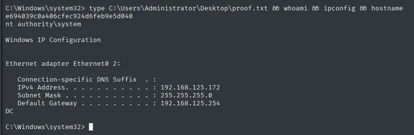 proof.txt como SYSTEM