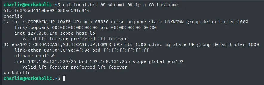 local.txt leída como el usuario charlie