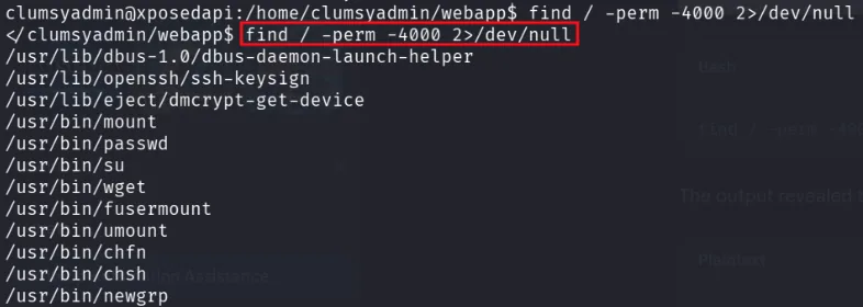 find revela el SUID inusual /usr/bin/wget en xposedapi